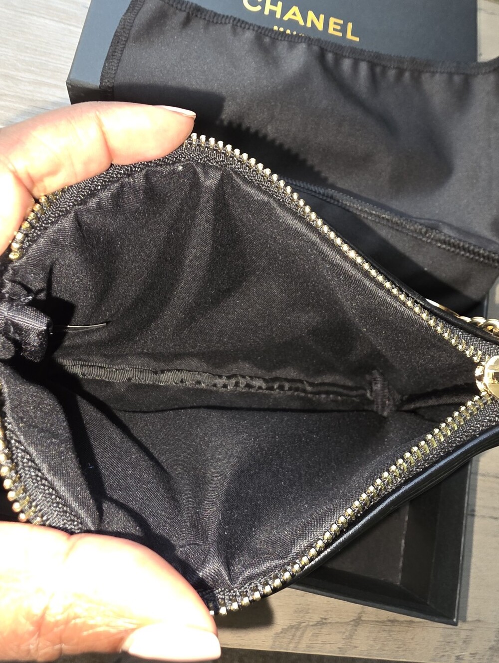 Chanel Black Embroidered Logo Travel Pouch - Picture 2 of 5